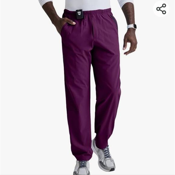 Barco One 0217 Men's Athletic Jogger Scrub Pants Size 2X - Wine- NWT - Picture 3 of 13